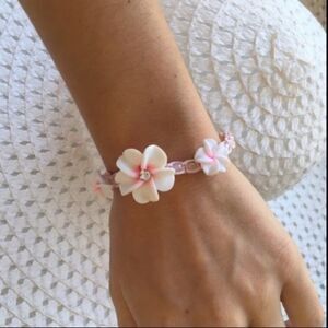 Pink Rope Flower Bracelet 